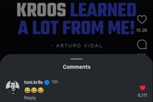 比达尔自曝曾教青年时的克罗斯踢球，后者本人回应：