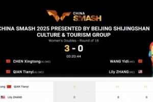 陈幸同/钱天一组合3-0淘汰王艺迪/张安，晋级中国大满贯女双8强