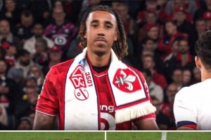 约罗身穿里尔球衣，担任里尔vs巴黎比赛开球嘉宾