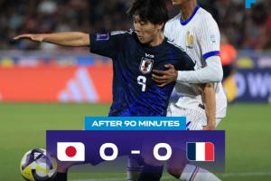 进加时！日本U20常规时间0-0法国U20，日本狂轰19脚，法国0射正